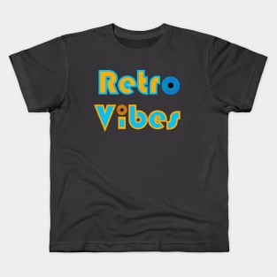 Blue Orange Retro Vibes Color Vinyl Minimal Text Kids T-Shirt